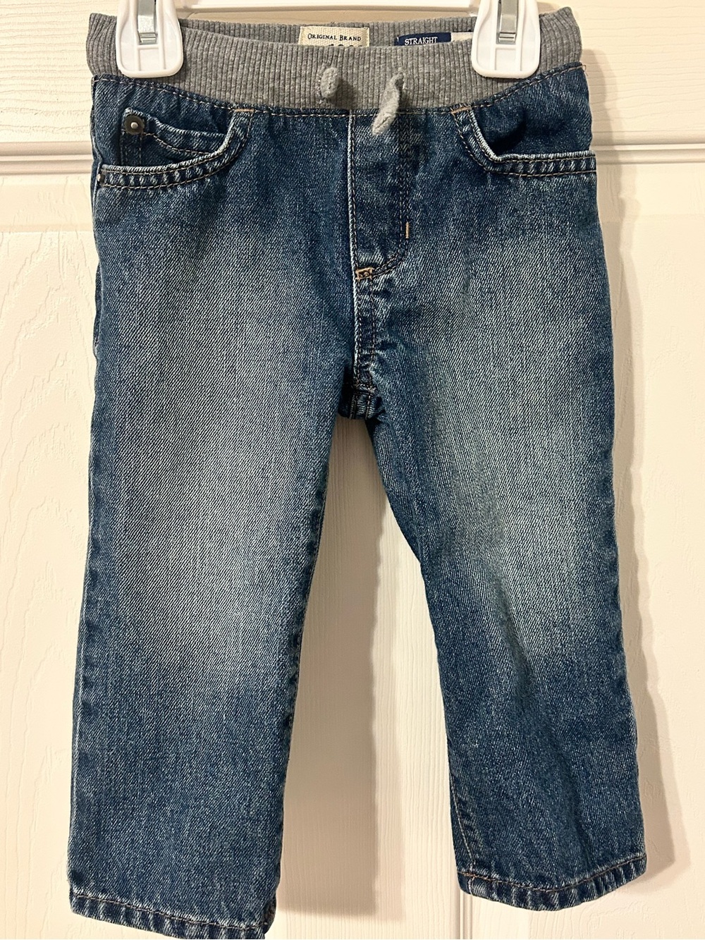 Toddler Boys, The Children's Place, Blue Denim Pull-On Jeans w/ Gray Waistband